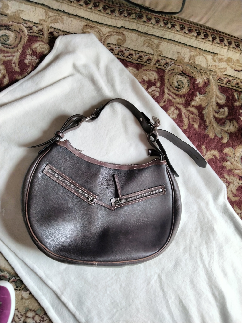 Dooney & Bourke Chocolate Brown Leather Crescent Shoulder Bag